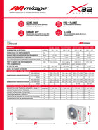 Ficha técnica del minisplit Mirage X32 Inverter